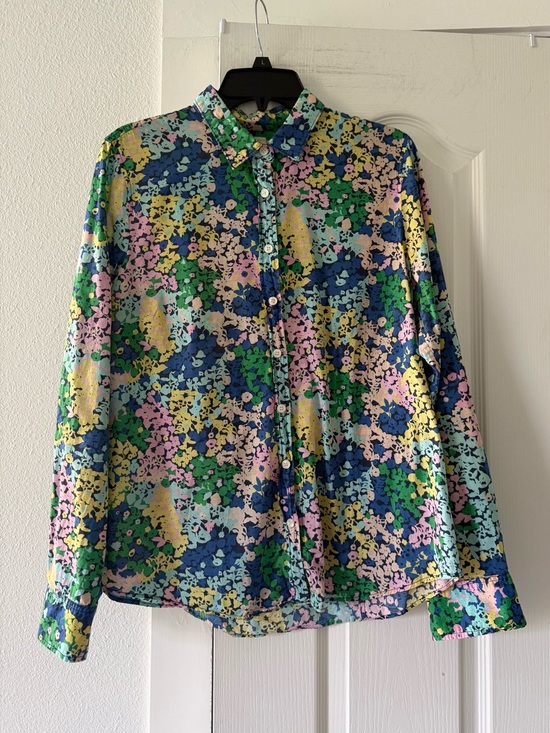J. Crew Tops - J.Crew Floral Button Down Shirt Women L Oversized Cotton Colorful